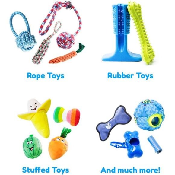 18 Piece Dog Toy Set with Dog Chew Toys, Rope Toys for Dogs, Plush Toys for Dogs - Picture 2 of 6